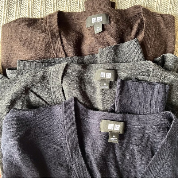 Uniqlo Merino V-neck Sweaters (3) - Picture 2 of 9